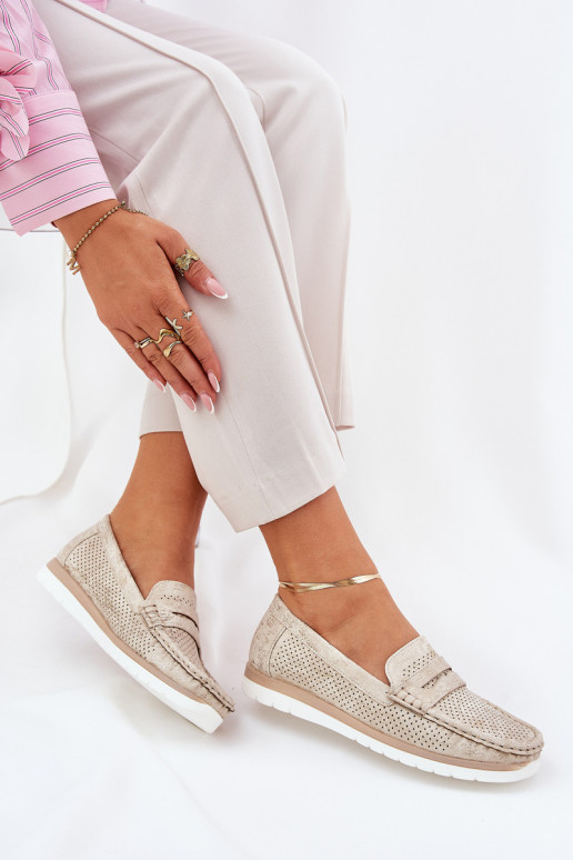 Sieviešu mokasīni no eko ādas zelta krāsā Bralithia