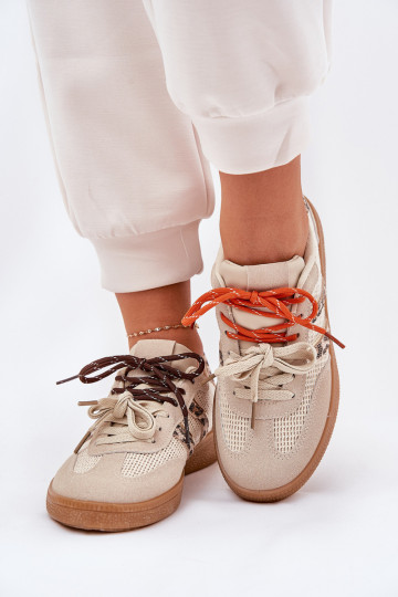 Sneakers modeļa apavi Sieviešu Z PodInójnym Šņorēšanam ar leoparda kažokādas rakstu smilšu krāsas Ollabes