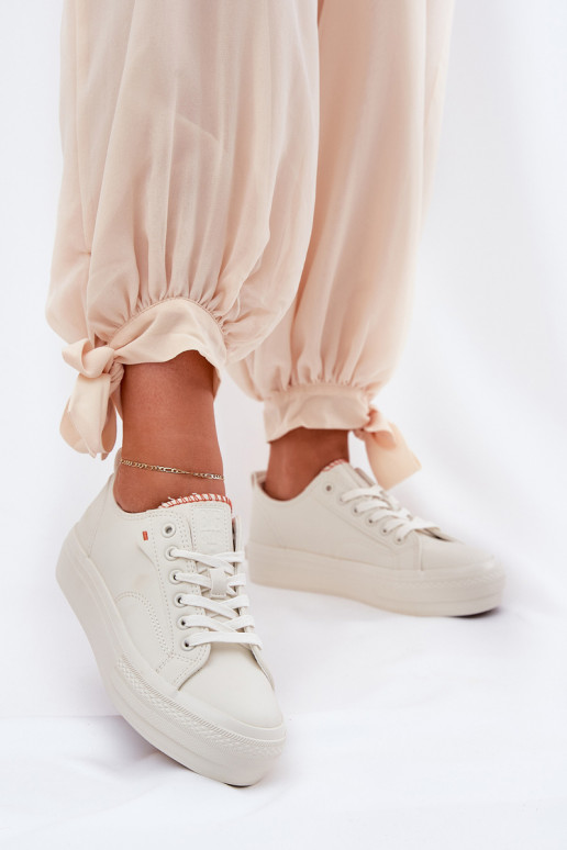 sieviešu puszābaki ar platformu no eko ādas Big Star RR274A297 Ziloņkaula krāsas sieviešu puszābaki ar platformu no eko ādas Big Star RR274A297 Ziloņkaula krāsas