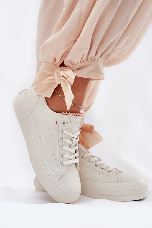 sieviešu puszābaki ar platformu no eko ādas Big Star RR274A297 Ziloņkaula krāsas sieviešu puszābaki ar platformu no eko ādas Big Star RR274A297 Ziloņkaula krāsas