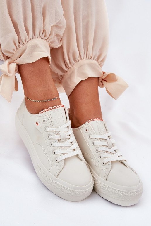 sieviešu puszābaki ar platformu no eko ādas Big Star RR274A297 Ziloņkaula krāsas sieviešu puszābaki ar platformu no eko ādas Big Star RR274A297 Ziloņkaula krāsas