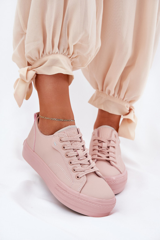 sieviešu puszābaki ar platformu no eko ādas Big Star RR274A294 Rozā krāsas