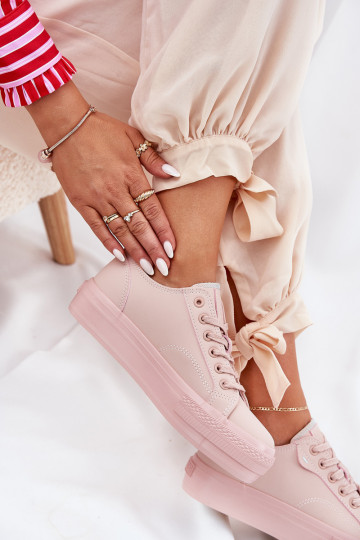 sieviešu puszābaki ar platformu no eko ādas Big Star RR274A294 Rozā krāsas