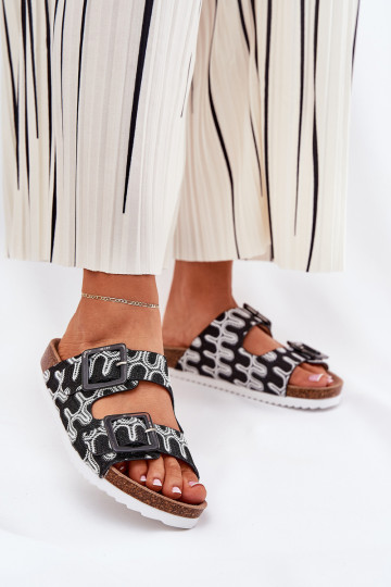 sieviešu čības ar sprādzēm Un mirdzēt S.Barski RB51-006 melnas krāsas 2