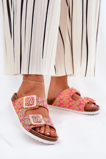 sieviešu čības ar sprādzēm Un mirdzēt S.Barski RB51-006 oranžas krāsas