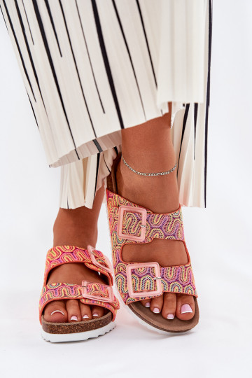 sieviešu čības ar sprādzēm Un mirdzēt S.Barski RB51-006 oranžas krāsas 2