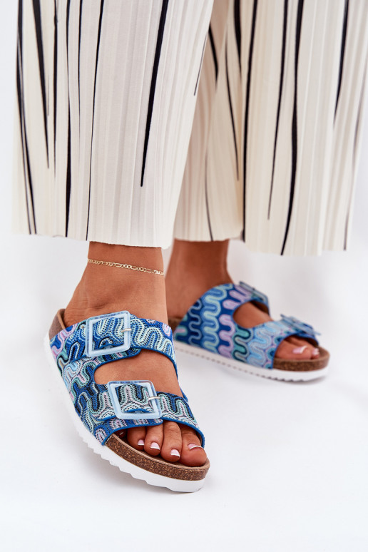 sieviešu čības ar sprādzēm Un mirdzēt S.Barski RB51-006 Zilas krāsas sieviešu čības ar sprādzēm Un mirdzēt S.Barski RB51-006 Zilas krāsas