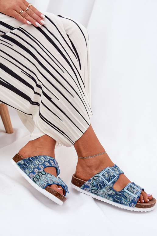 sieviešu čības ar sprādzēm Un mirdzēt S.Barski RB51-006 Zilas krāsas sieviešu čības ar sprādzēm Un mirdzēt S.Barski RB51-006 Zilas krāsas