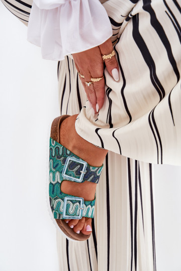 sieviešu čības ar sprādzēm Un mirdzēt S.Barski RB51-006 Zaļas krāsas