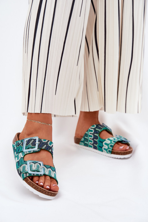 sieviešu čības ar sprādzēm Un mirdzēt S.Barski RB51-006 Zaļas krāsas sieviešu čības ar sprādzēm Un mirdzēt S.Barski RB51-006 Zaļas krāsas