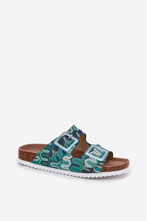 sieviešu čības ar sprādzēm Un mirdzēt S.Barski RB51-006 Zaļas krāsas sieviešu čības ar sprādzēm Un mirdzēt S.Barski RB51-006 Zaļas krāsas