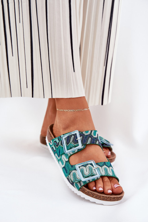 sieviešu čības ar sprādzēm Un mirdzēt S.Barski RB51-006 Zaļas krāsas sieviešu čības ar sprādzēm Un mirdzēt S.Barski RB51-006 Zaļas krāsas