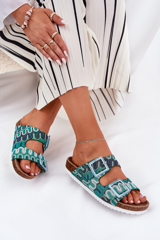 sieviešu čības ar sprādzēm Un mirdzēt S.Barski RB51-006 Zaļas krāsas sieviešu čības ar sprādzēm Un mirdzēt S.Barski RB51-006 Zaļas krāsas