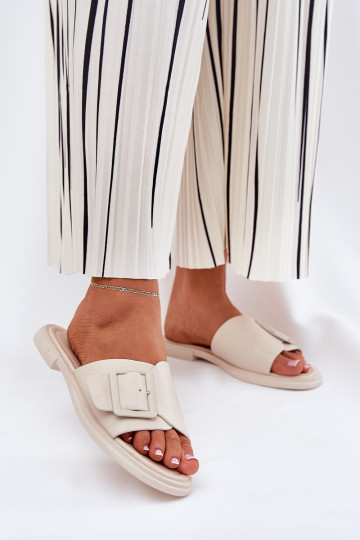 Čibas no dabīgas ādas Sieviešu ar sprādzēm D&A SJ2302-01 smilšu krāsas 2