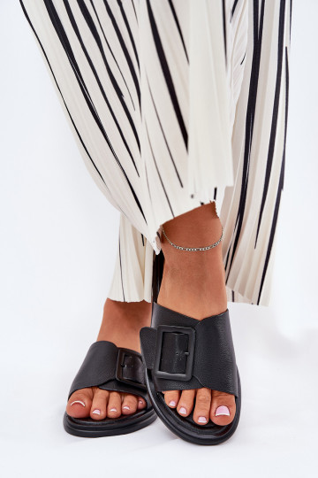 Čibas no dabīgas ādas Sieviešu ar sprādzēm D&A SJ2302-01 melnas krāsas 2