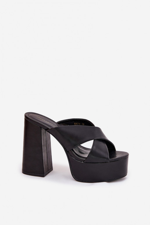 sieviešu čības ar platformu I Post melnas krāsas Lenobos