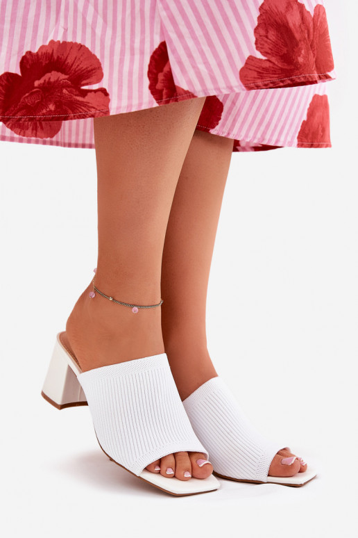 sieviešu čības ar papēdi Typu Słupek baltas krāsas INenilan