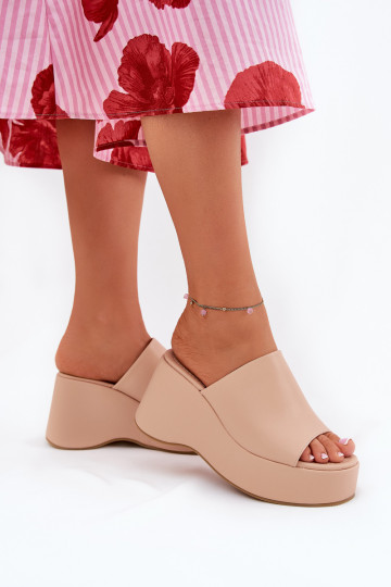 Eko Čibas no dabīgas ādas Sieviešu ar platformu I Koturnie smilšu krāsas Kisoffi