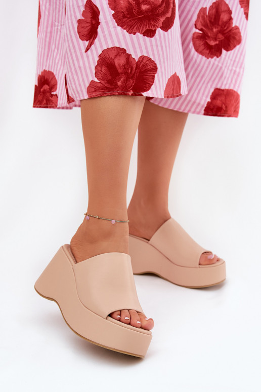 Eko Čibas no dabīgas ādas Sieviešu ar platformu I Koturnie smilšu krāsas Kisoffi