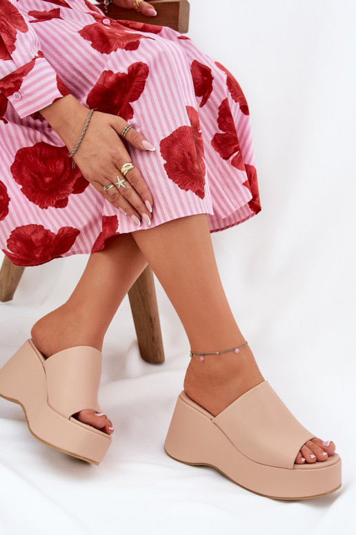 Eko Čibas no dabīgas ādas Sieviešu ar platformu I Koturnie smilšu krāsas Kisoffi