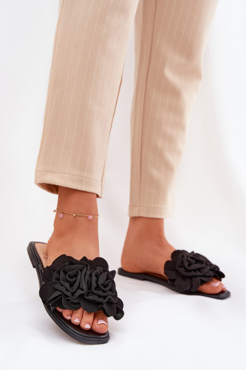 sieviešu čības ar platiem papēžiem Ar greznui Ziedsami melnas krāsas Misorsse 2