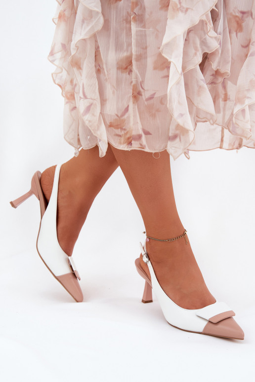 Eleganta stila augstpapēžu kurpes ar ornamentiem Eko Āda baltas krāsas Ottoles