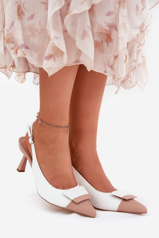 Eleganta stila augstpapēžu kurpes ar ornamentiem Eko Āda baltas krāsas Ottoles