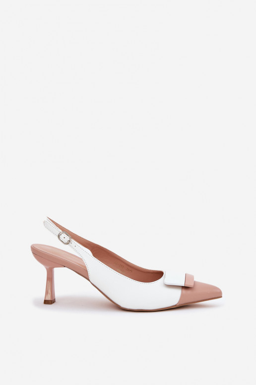 Eleganta stila augstpapēžu kurpes ar ornamentiem Eko Āda baltas krāsas Ottoles