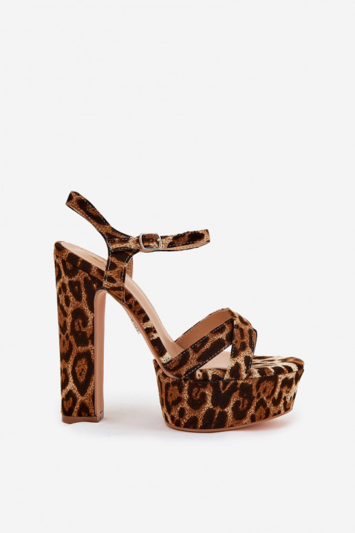 Sieviešu basenes Augstajā amatā Un platforma ar leoparda kažokādas rakstu brūnas krāsas Jovenes