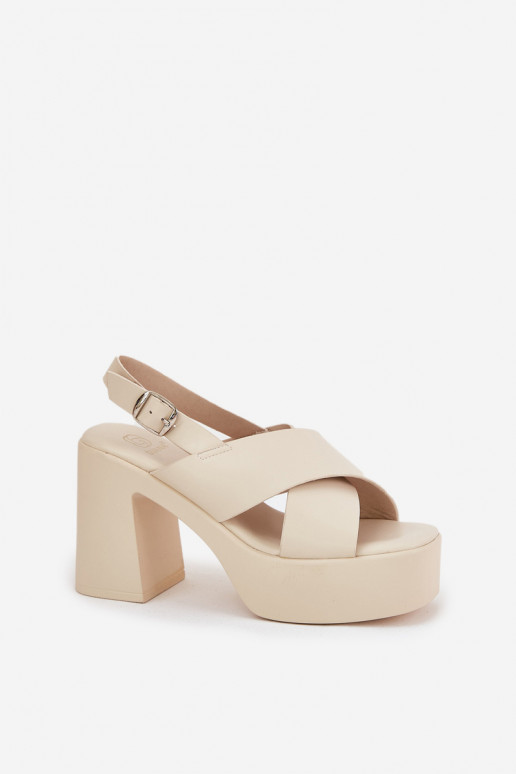 Sieviešu basenes Un platforma no eko ādas Ziloņkaula krāsas Annavin