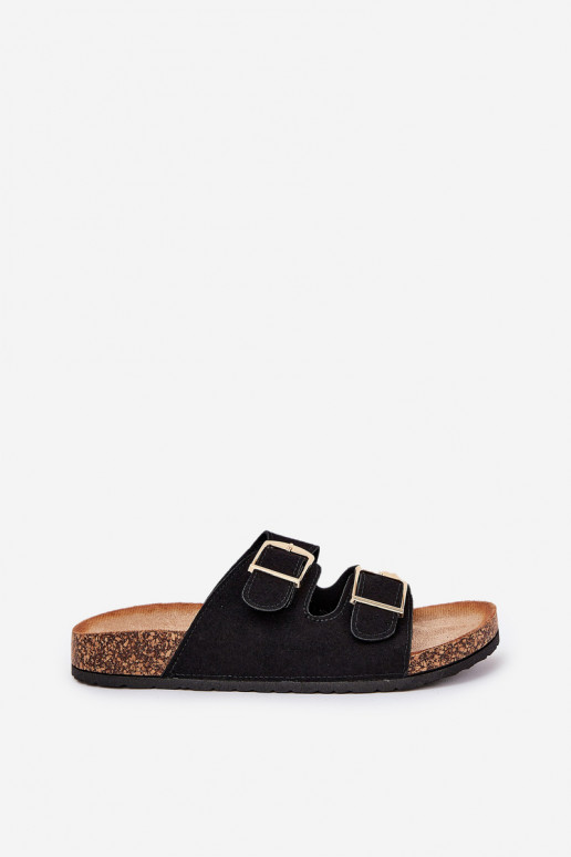 sieviešu čības Korkovas platformā Ze Zelta krāsasmi ar sprādzēmmi melnas krāsas Lisavionea