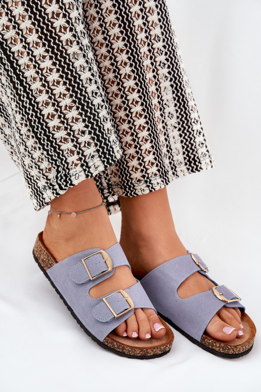 sieviešu čības Korkovas platformā Ze Zelta krāsasmi ar sprādzēmmi Zilas krāsas Lisavionea