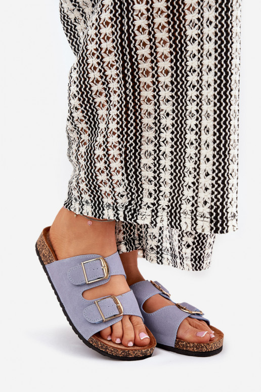 sieviešu čības Korkovas platformā Ze Zelta krāsasmi ar sprādzēmmi Zilas krāsas Lisavionea