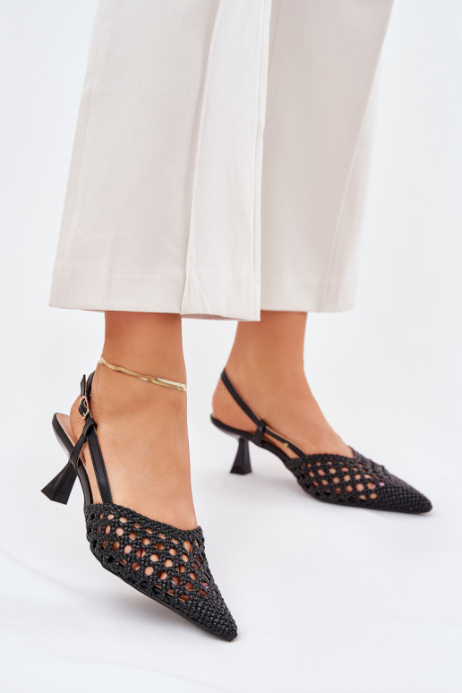 augstpapēžu kurpes Ze Szpiczastym Noskiem I Odkrytą Piętą melnas krāsas Umirana augstpapēžu kurpes Ze Szpiczastym Noskiem I Odkrytą Piętą melnas krāsas Umirana