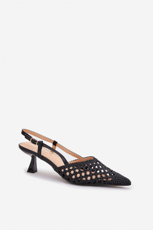 augstpapēžu kurpes Ze Szpiczastym Noskiem I Odkrytą Piętą melnas krāsas Umirana augstpapēžu kurpes Ze Szpiczastym Noskiem I Odkrytą Piętą melnas krāsas Umirana