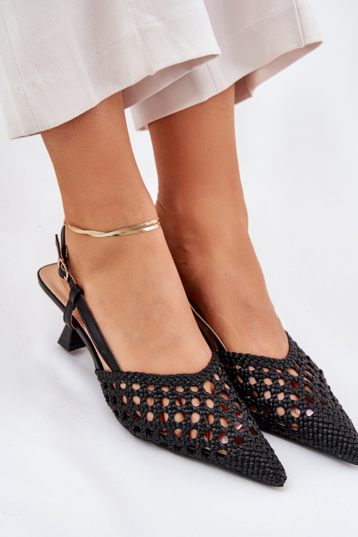 augstpapēžu kurpes Ze Szpiczastym Noskiem I Odkrytą Piętą melnas krāsas Umirana augstpapēžu kurpes Ze Szpiczastym Noskiem I Odkrytą Piętą melnas krāsas Umirana