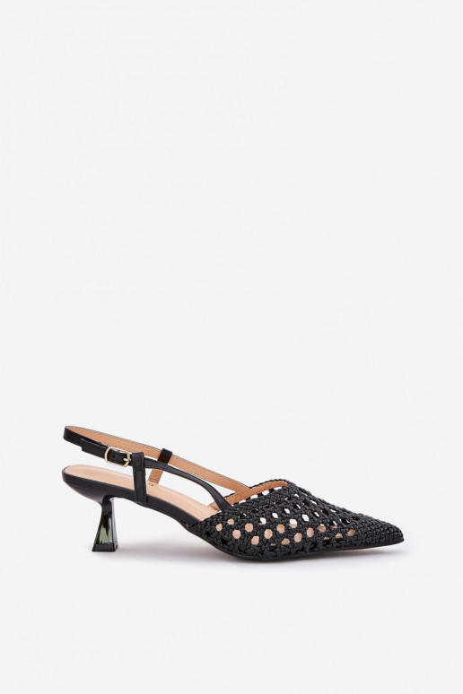 augstpapēžu kurpes Ze Szpiczastym Noskiem I Odkrytą Piętą melnas krāsas Umirana augstpapēžu kurpes Ze Szpiczastym Noskiem I Odkrytą Piętą melnas krāsas Umirana