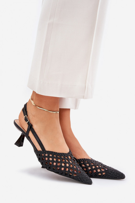 augstpapēžu kurpes Ze Szpiczastym Noskiem I Odkrytą Piętą melnas krāsas Umirana augstpapēžu kurpes Ze Szpiczastym Noskiem I Odkrytą Piętą melnas krāsas Umirana