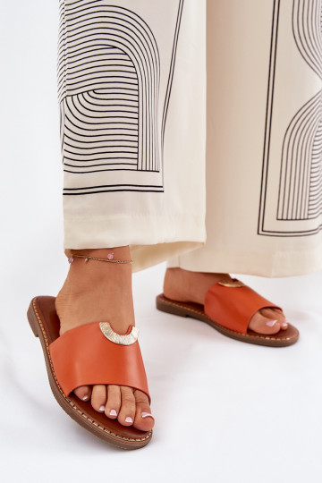 sieviešu čības Eko Āda Ar greznui Detalami oranžas krāsas Mevith 2