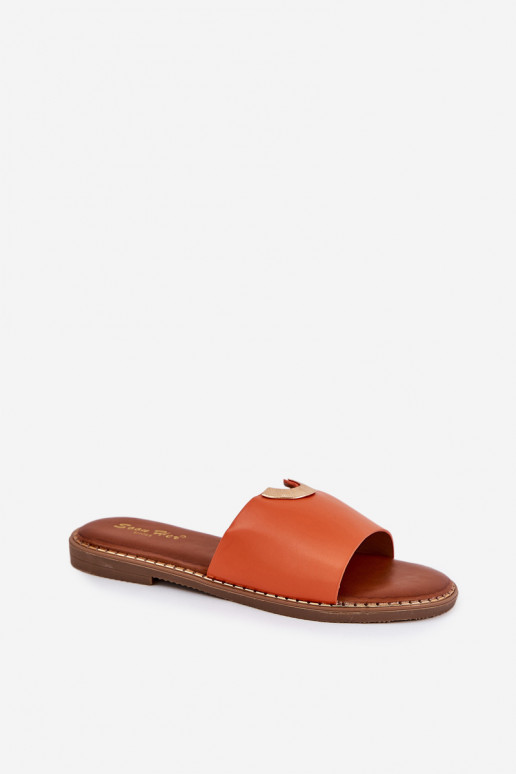 sieviešu čības Eko Āda Ar greznui Detalami oranžas krāsas Mevith