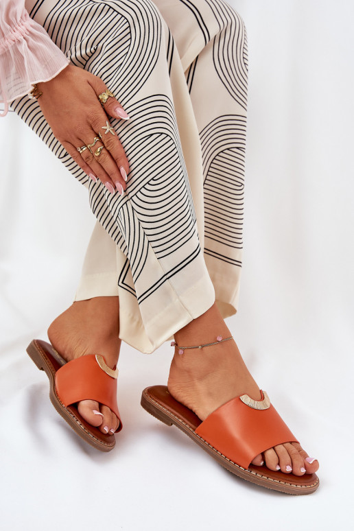 sieviešu čības Eko Āda Ar greznui Detalami oranžas krāsas Mevith