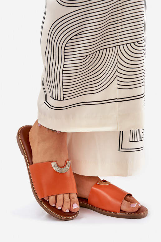 sieviešu čības Eko Āda Ar greznui Detalami oranžas krāsas Mevith