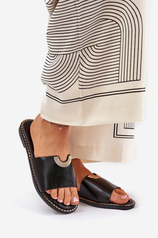 sieviešu čības Eko Āda Ar greznui Detalami melnas krāsas Mevith