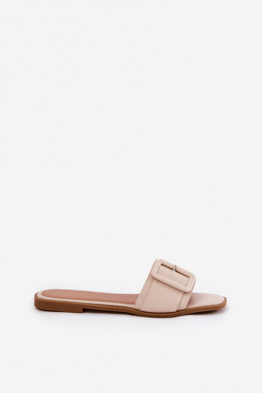 zempapēžu sieviešu čības Eko Āda ar sprādzēm smilšu krāsas Bamma