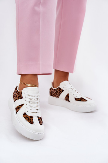 Sneakers modeļa apavi Sieviešu ar rakstiem ar platformu baltas krāsas Ieslēgtstivira