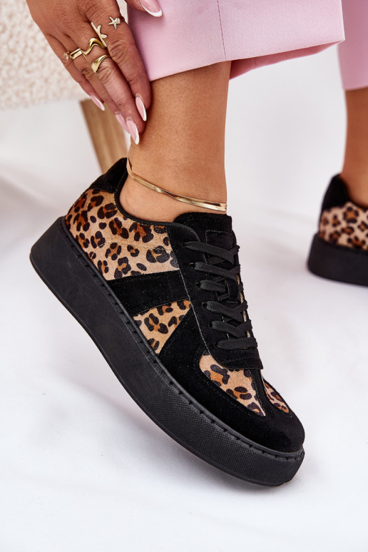 Sneakers modeļa apavi Sieviešu ar rakstiem ar platformu melnas krāsas Ieslēgtstivira Sneakers modeļa apavi Sieviešu ar rakstiem ar platformu melnas krāsas Ieslēgtstivira