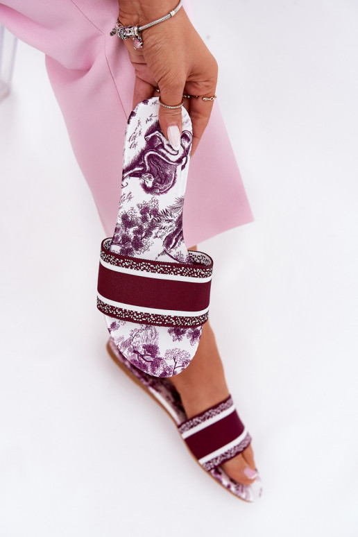 Rakstaina zempapēžu sieviešu čības bordo krāsas Leysi