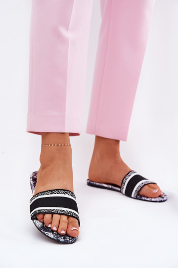 Rakstaina zempapēžu sieviešu čības melnas krāsas Leysi