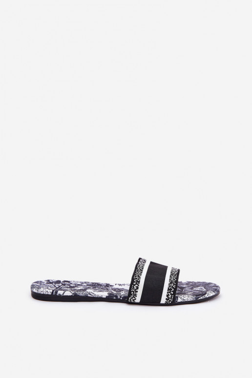 Rakstaina zempapēžu sieviešu čības melnas krāsas Leysi