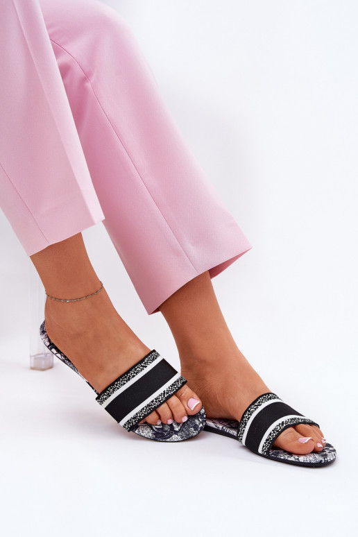 Rakstaina zempapēžu sieviešu čības melnas krāsas Leysi